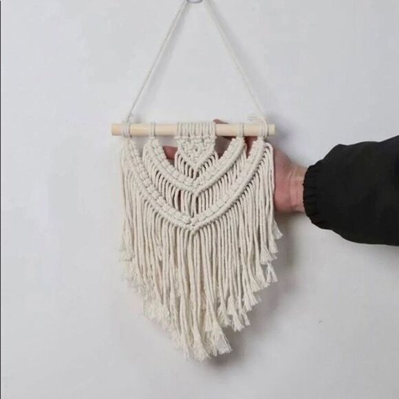 Macramé Home Decor Small Tapestry Bohemian Hippie Cottage Core - Picture 7 of 12